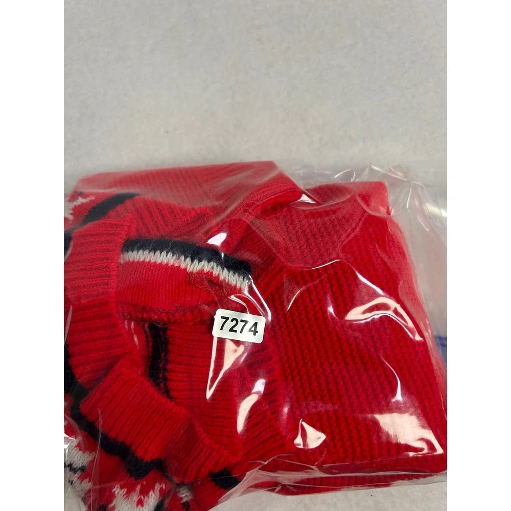 Vintage‎ Toddletime Kid Sm Red Scottie Dog Orlon Acrylic Knit Cardigan Sweater